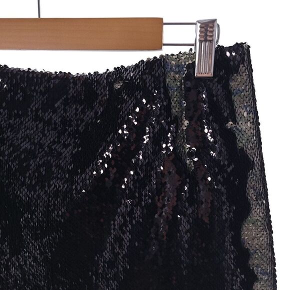 Free People One Camo Mini Skirt Reversible Sequin Back Zip Closur Womens Size 6 - Picture 13 of 16